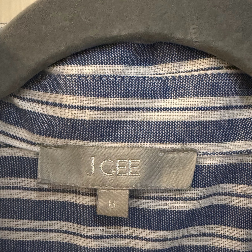 J. GEE Blue & White Striped Sleeveless Button Front Top | Size M Cotton Blend - Picture 6 of 8
